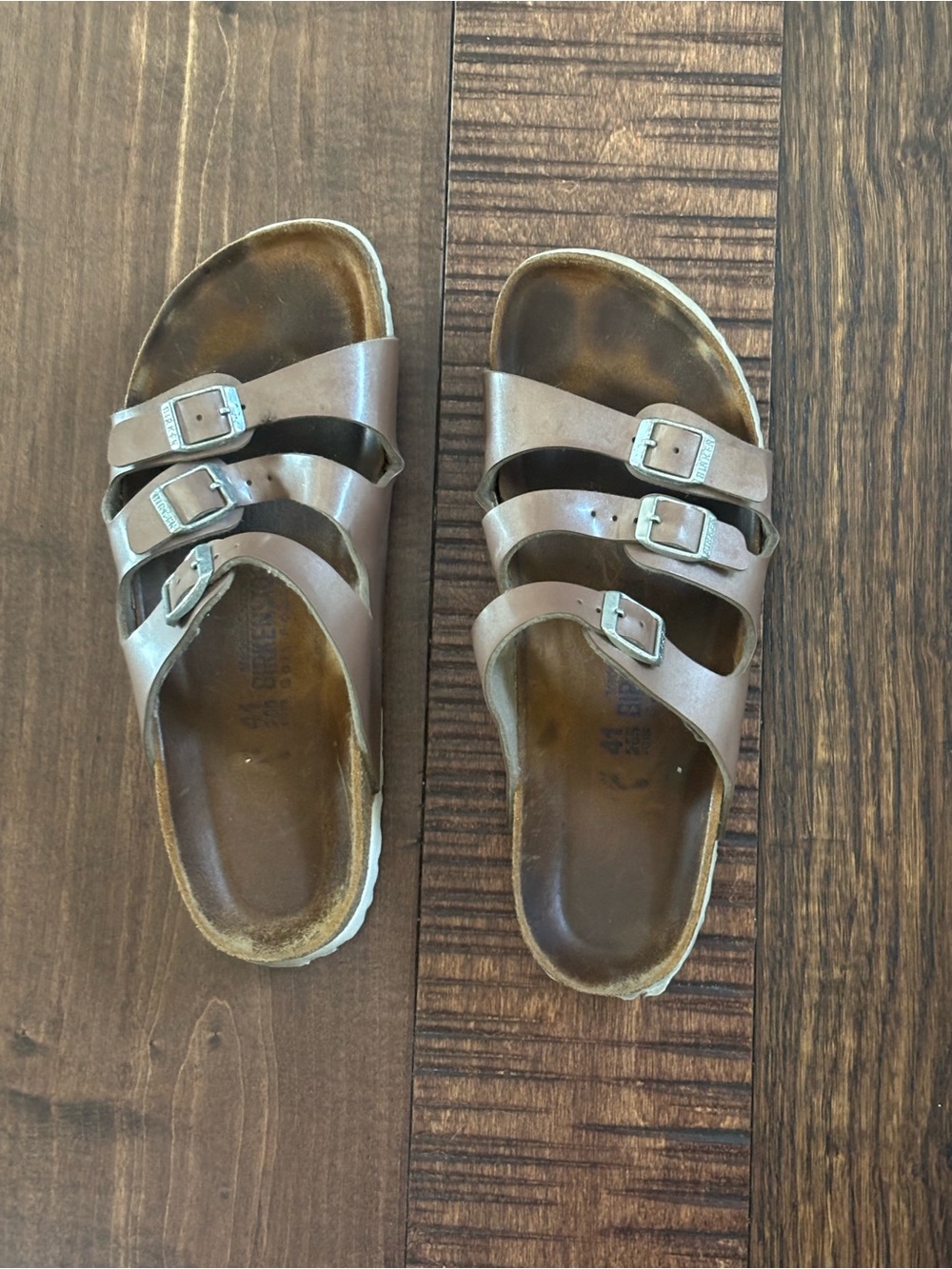 Birkenstock Florida Soft Footbed Sandals | Triple Strap Taupe Bronze | Size 41